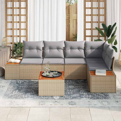 Garten-Sofa-Set 6 pcs Beige und Hellgrau 264 x 154 x 85 cm