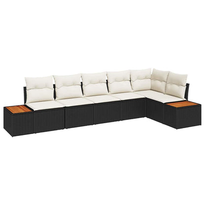 Garten-Sofa-Set 6 pcs Schwarz und Creme 319 x 154 x 85 cm