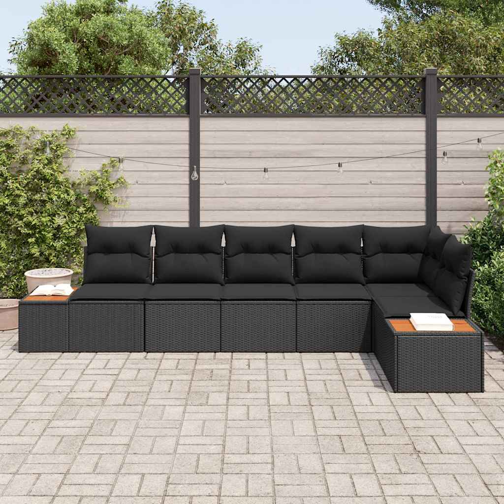 Garten-Sofa-Set 6 pcs Schwarz 319 x 154 x 85 cm Poly Rattan