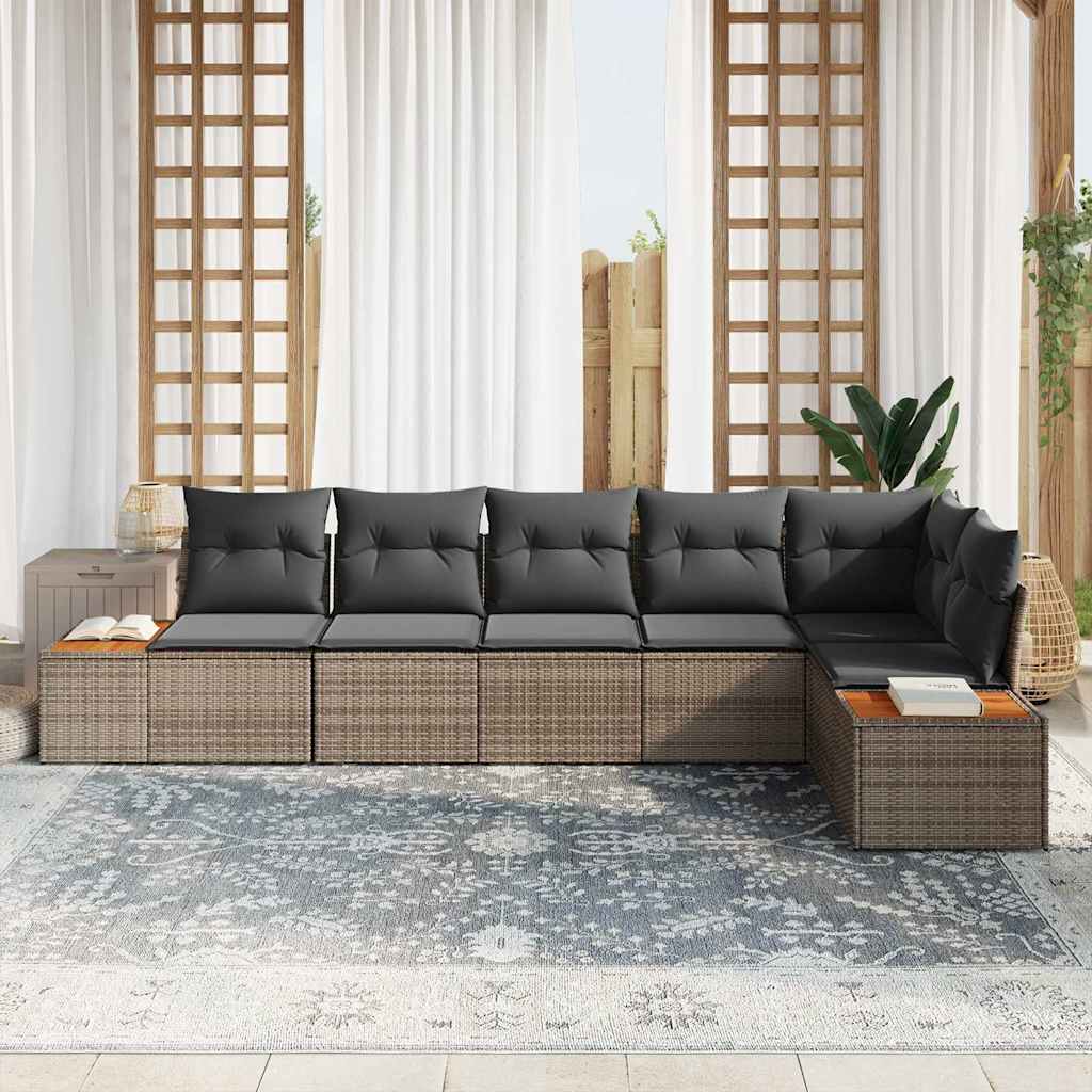 Garten-Sofa-Set 6 pcs Grau 319 x 154 x 85 cm Poly Rattan