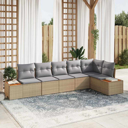 Garten-Sofa-Set 6 pcs Beige und Hellgrau 319 x 154 x 85 cm