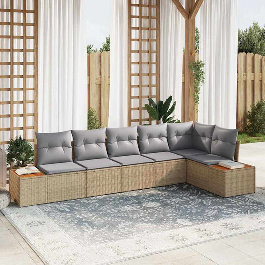 Garten-Sofa-Set 6 pcs Beige und Hellgrau 319 x 154 x 85 cm