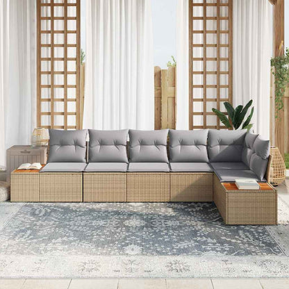 Garten-Sofa-Set 6 pcs Beige und Hellgrau 319 x 154 x 85 cm