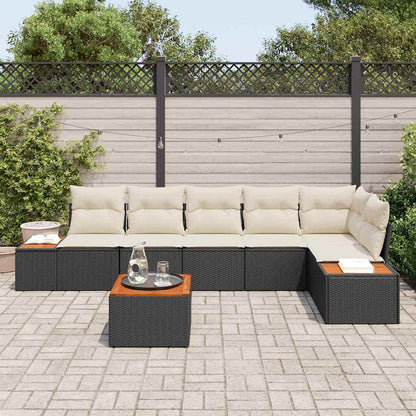 Garten-Sofa-Set 7 pcs Schwarz und Creme 319 x 154 x 85 cm