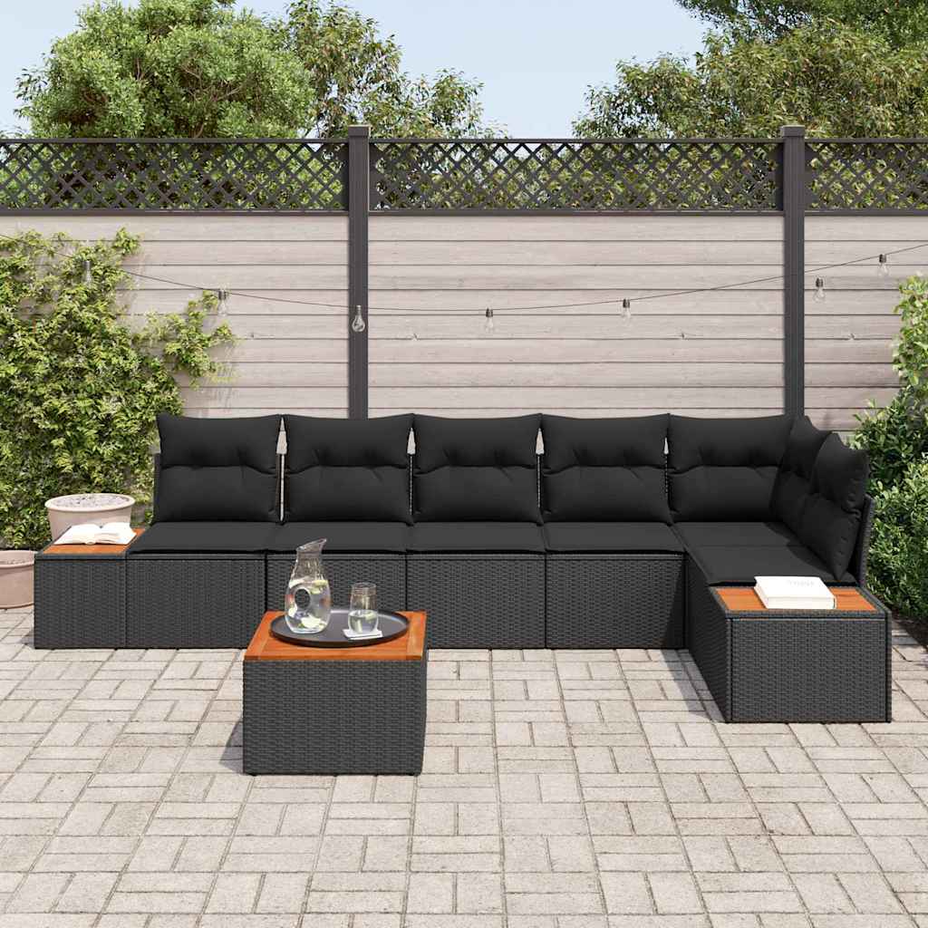 Garten-Sofa-Set 7 pcs Schwarz 319 x 154 x 85 cm Poly Rattan