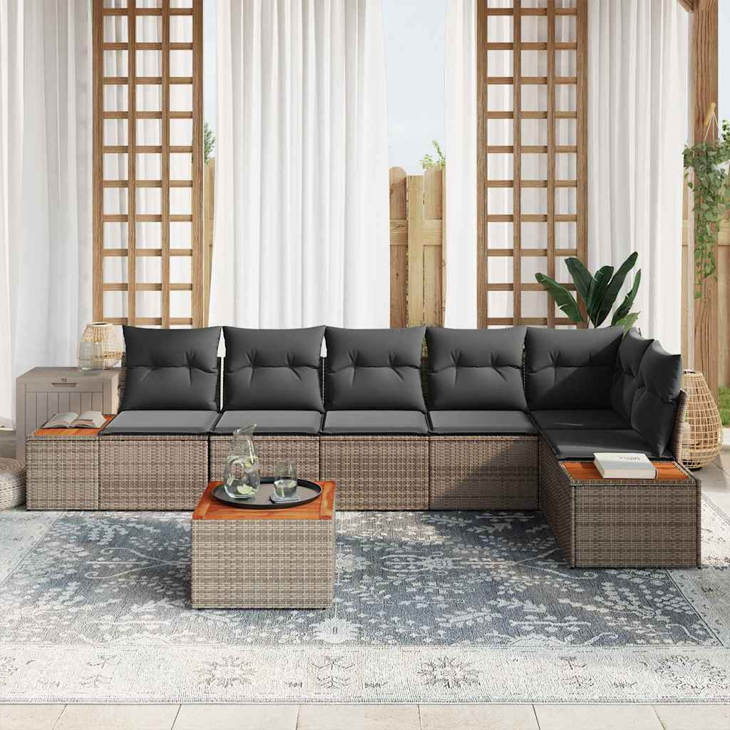 Garten-Sofa-Set 7 pcs Grau 319 x 154 x 85 cm Poly Rattan