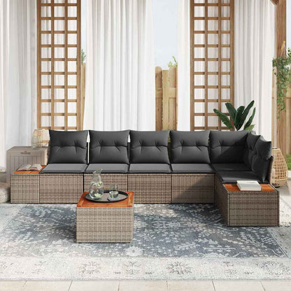 Garten-Sofa-Set 7 pcs Grau 319 x 154 x 85 cm Poly Rattan