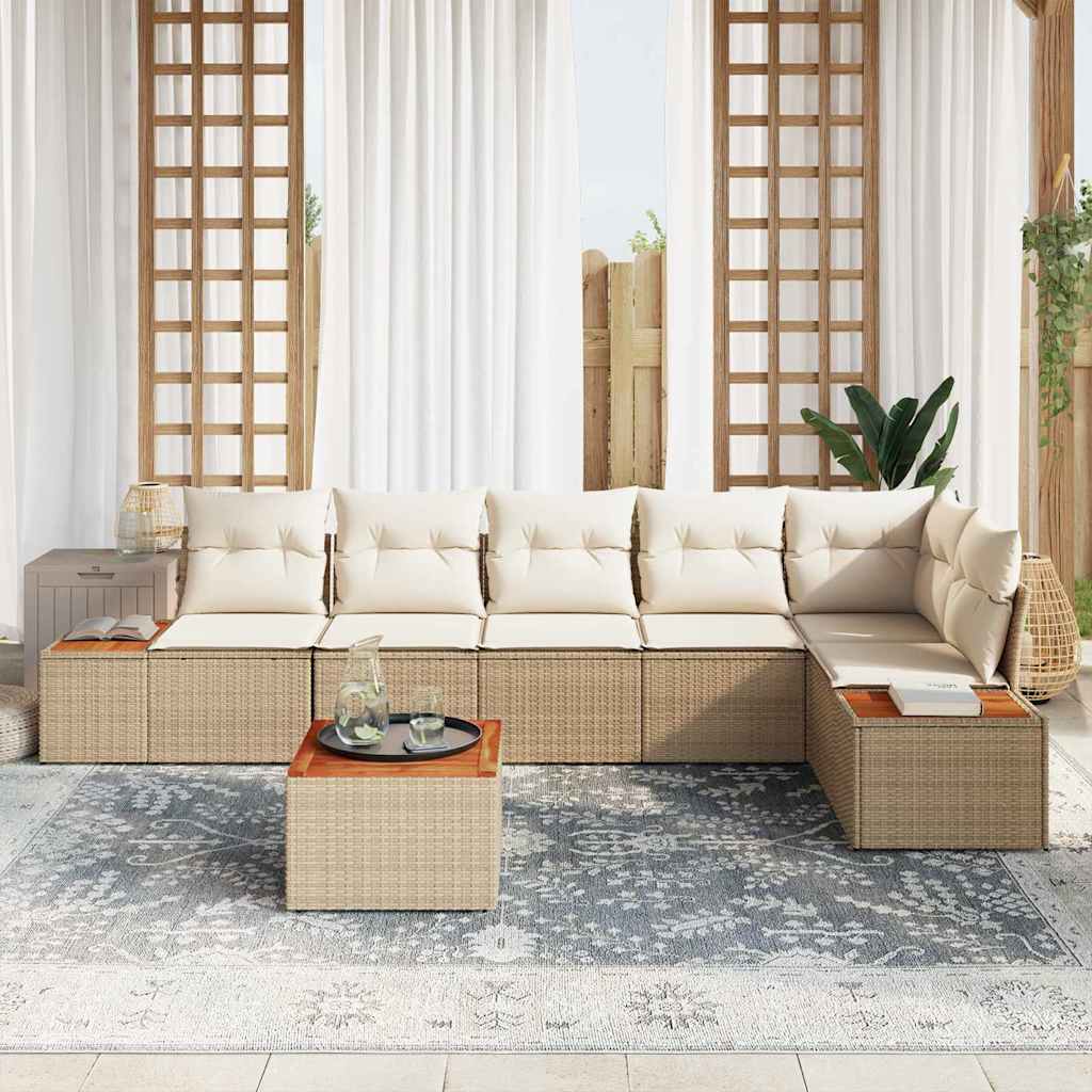 Garten-Sofa-Set 7 pcs Beige und Creme 319 x 154 x 85 cm