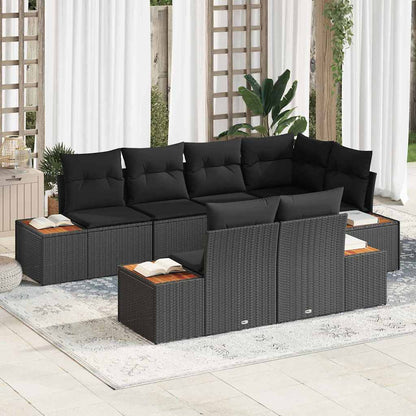 Garten-Sofa-Set 7 pcs Schwarz 264 x 154 x 85 cm Poly Rattan