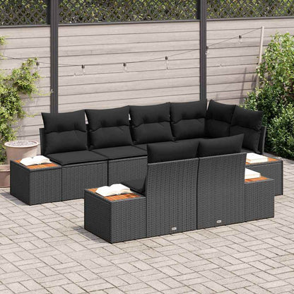 Garten-Sofa-Set 7 pcs Schwarz 264 x 154 x 85 cm Poly Rattan