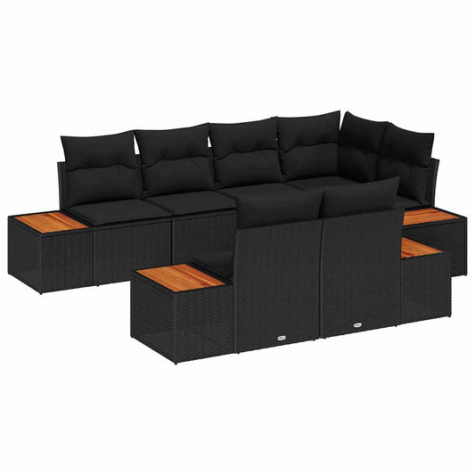 Garten-Sofa-Set 7 pcs Schwarz 264 x 154 x 85 cm Poly Rattan
