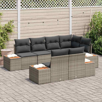 Garten-Sofa-Set 7 pcs Grau 264 x 154 x 85 cm Poly Rattan