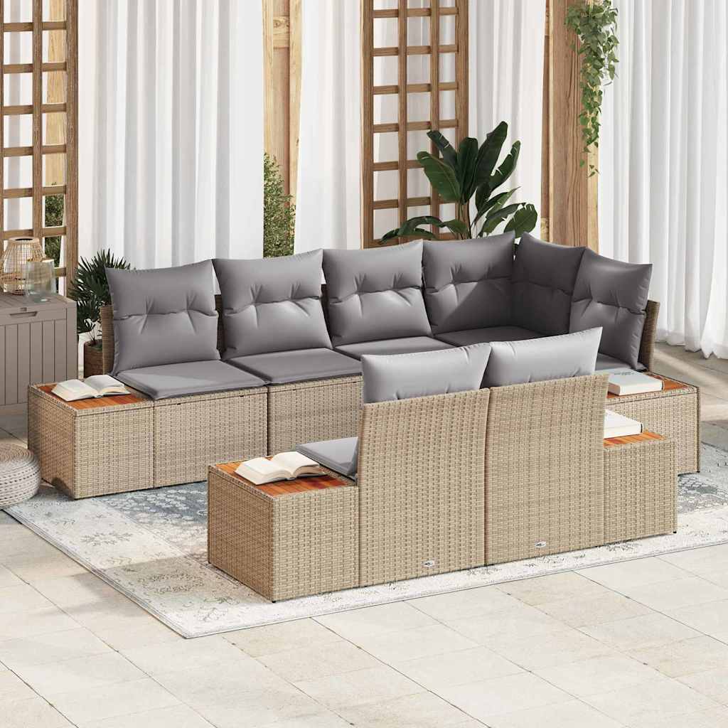 Garten-Sofa-Set 7 pcs Beige und Hellgrau 264 x 154 x 85 cm