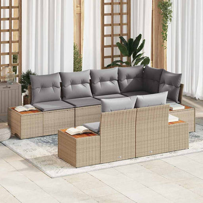 Garten-Sofa-Set 7 pcs Beige und Hellgrau 264 x 154 x 85 cm