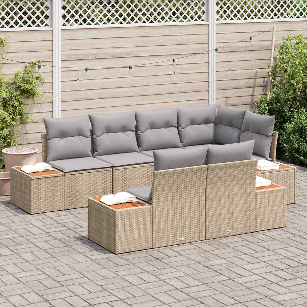 Garten-Sofa-Set 7 pcs Beige und Hellgrau 264 x 154 x 85 cm