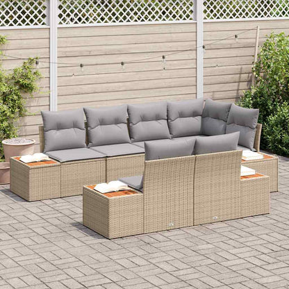 Garten-Sofa-Set 7 pcs Beige und Hellgrau 264 x 154 x 85 cm