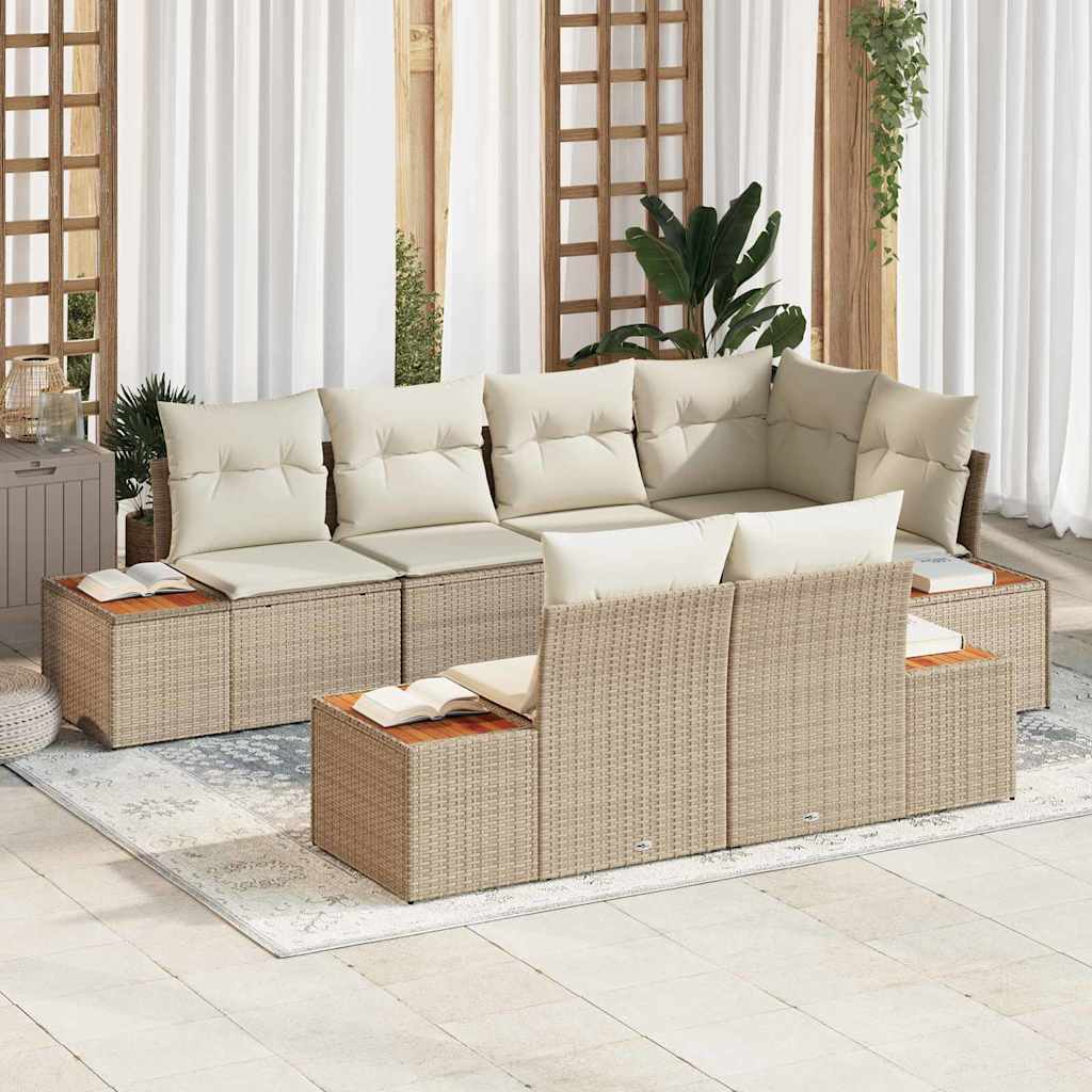 Garten-Sofa-Set 7 pcs Beige und Creme 264 x 154 x 85 cm