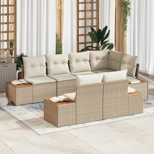 Garten-Sofa-Set 7 pcs Beige und Creme 264 x 154 x 85 cm