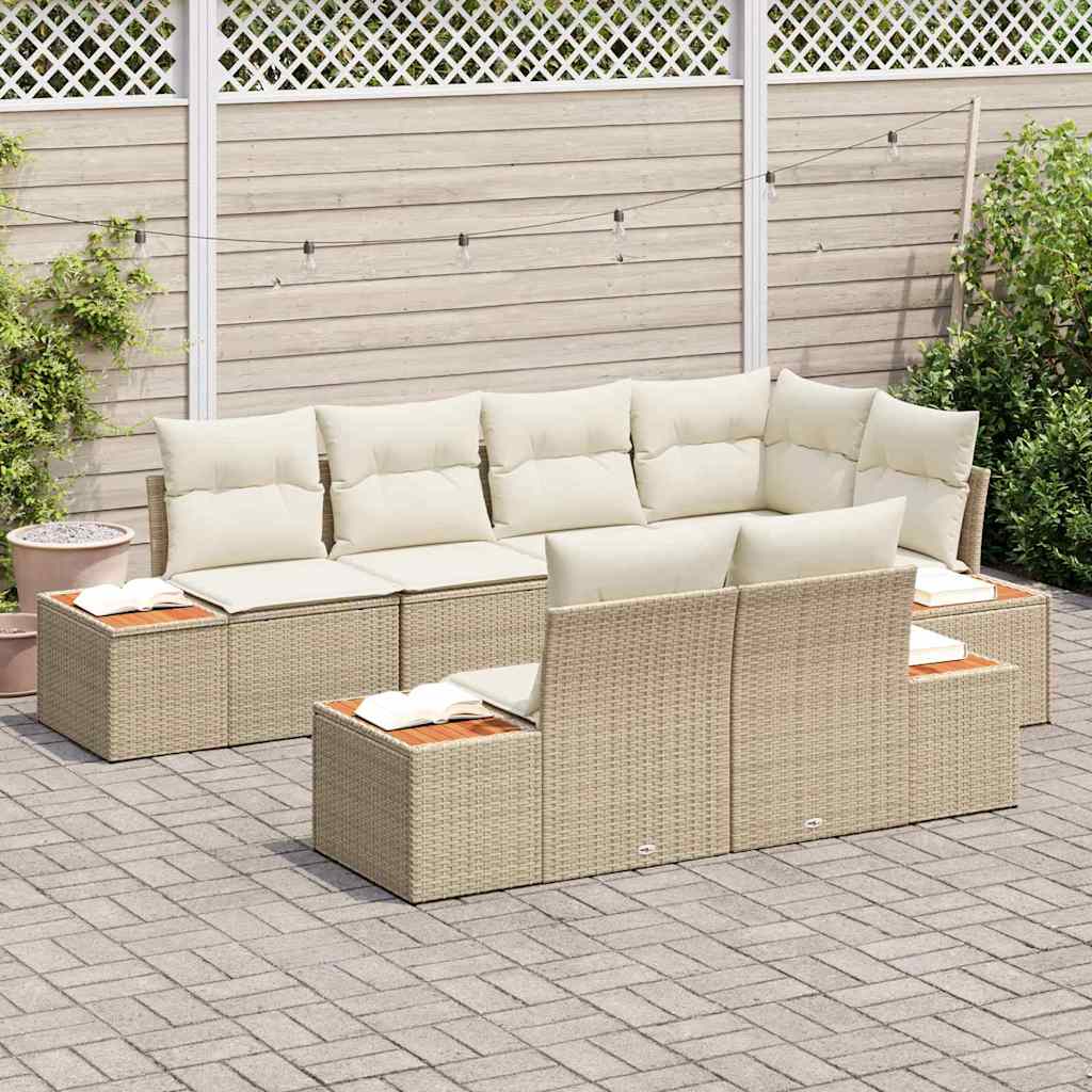 Garten-Sofa-Set 7 pcs Beige und Creme 264 x 154 x 85 cm