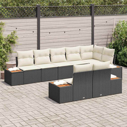 Garten-Sofa-Set 8 pcs Schwarz und Creme 319 x 154 x 85 cm