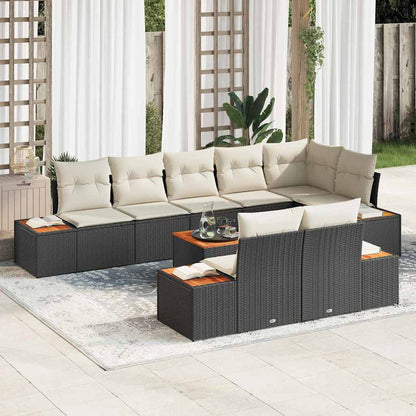 Garten-Sofa-Set 9 pcs Schwarz und Creme 319 x 154 x 85 cm
