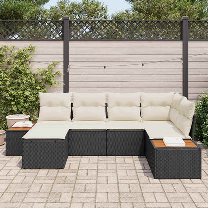 Garten-Sofa-Set 6 pcs Schwarz und Creme 264 x 154 x 85 cm