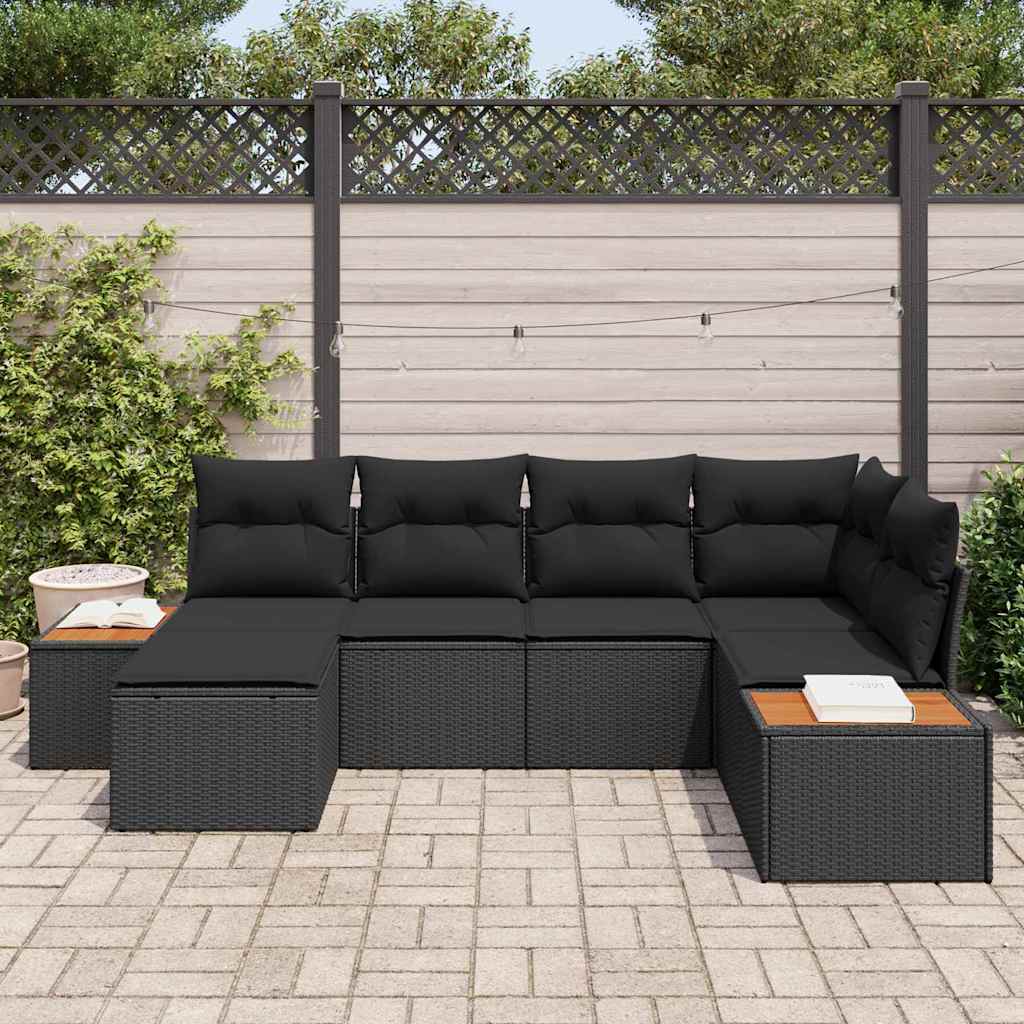 Garten-Sofa-Set 6 pcs Schwarz 264 x 154 x 85 cm Poly Rattan