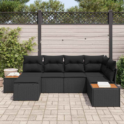 Garten-Sofa-Set 6 pcs Schwarz 264 x 154 x 85 cm Poly Rattan