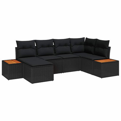 Garten-Sofa-Set 6 pcs Schwarz 264 x 154 x 85 cm Poly Rattan