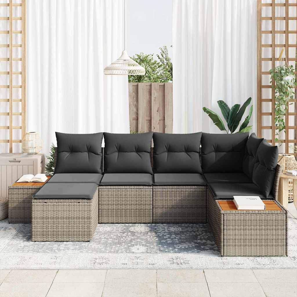 Garten-Sofa-Set 6 pcs Grau 264 x 154 x 85 cm Poly Rattan