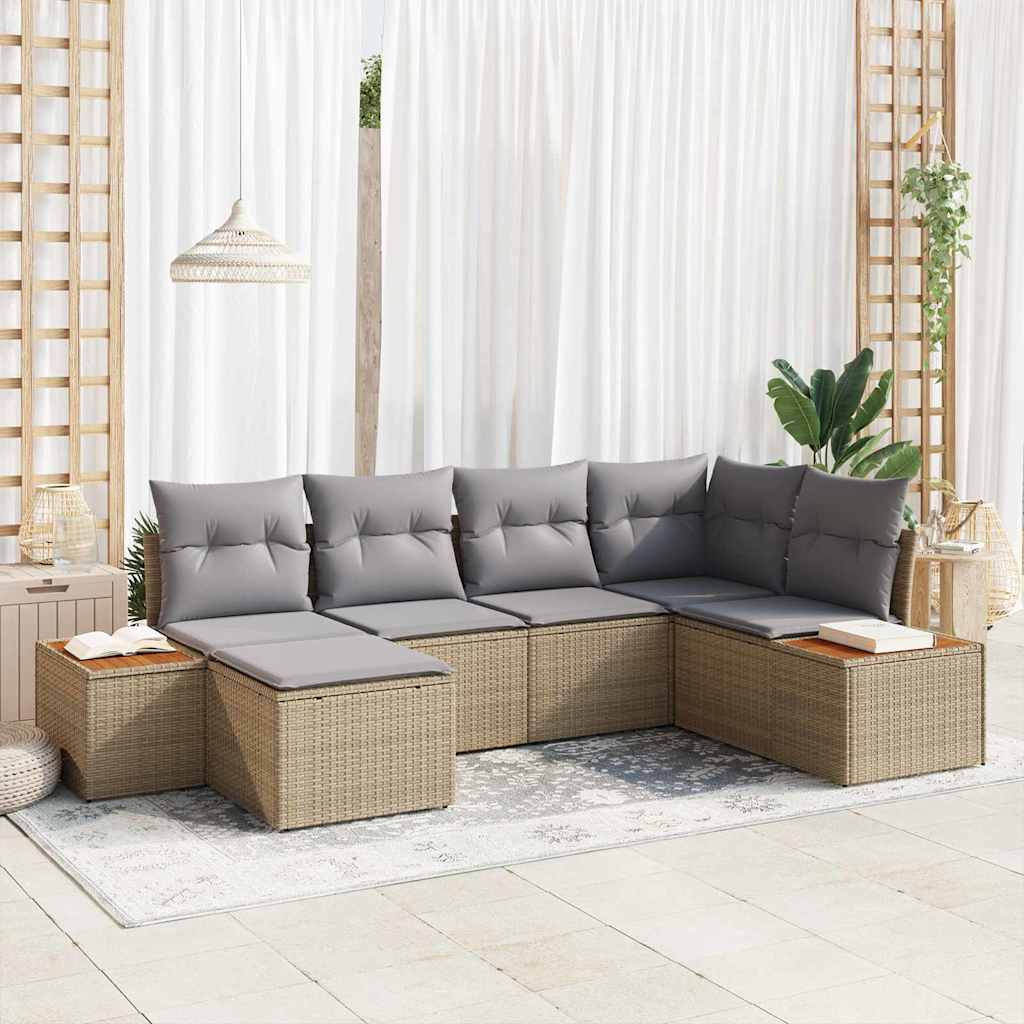 Garten-Sofa-Set 6 pcs Beige und Hellgrau 264 x 154 x 85 cm