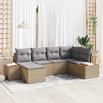 Garten-Sofa-Set 6 pcs Beige und Hellgrau 264 x 154 x 85 cm
