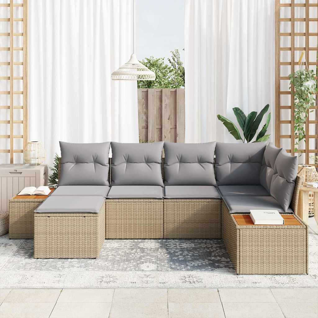 Garten-Sofa-Set 6 pcs Beige und Hellgrau 264 x 154 x 85 cm