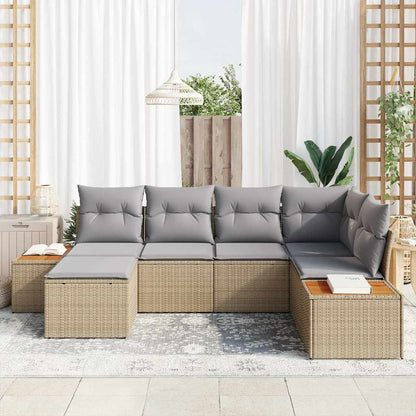 Garten-Sofa-Set 6 pcs Beige und Hellgrau 264 x 154 x 85 cm