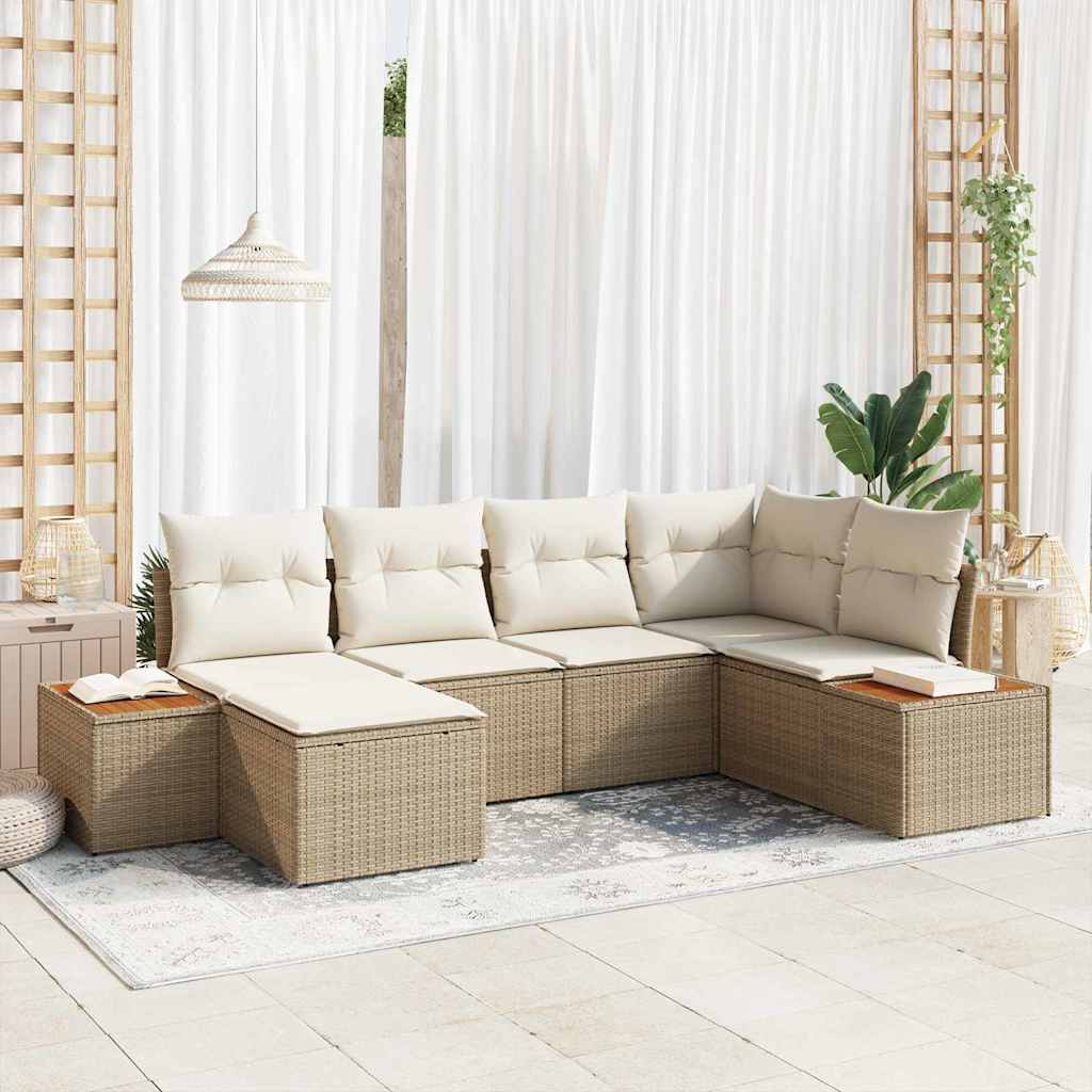 Garten-Sofa-Set 6 pcs Beige und Creme 264 x 154 x 85 cm