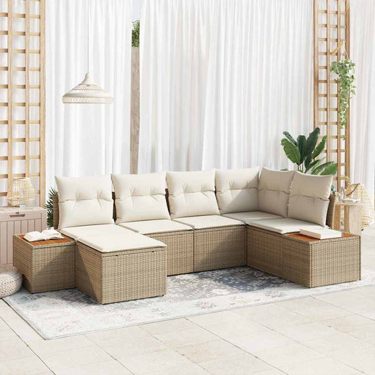 Garten-Sofa-Set 6 pcs Beige und Creme 264 x 154 x 85 cm
