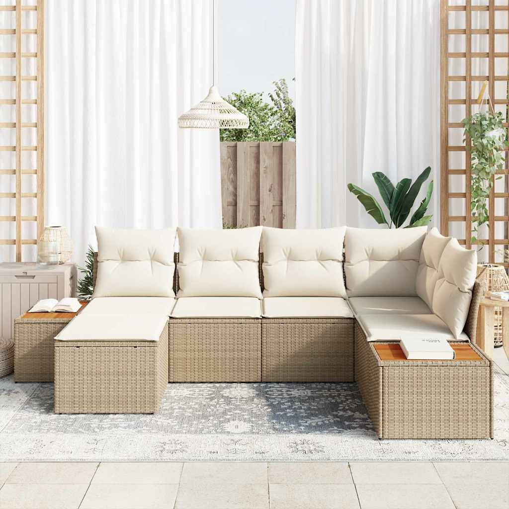 Garten-Sofa-Set 6 pcs Beige und Creme 264 x 154 x 85 cm