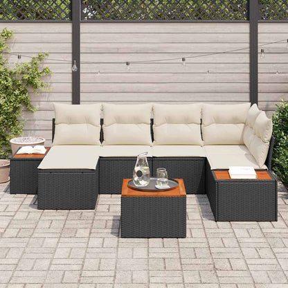Garten-Sofa-Set 7 pcs Schwarz und Creme 264 x 154 x 85 cm