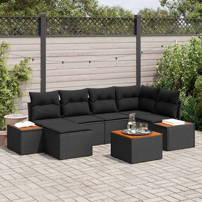 Garten-Sofa-Set 7 pcs Schwarz 264 x 154 x 85 cm Poly Rattan
