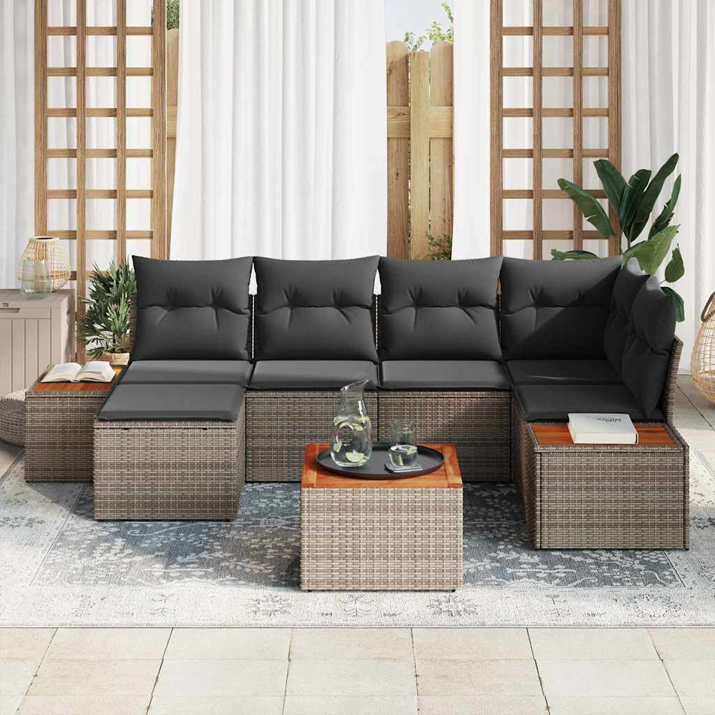 Garten-Sofa-Set 7 pcs Grau 264 x 154 x 85 cm Poly Rattan