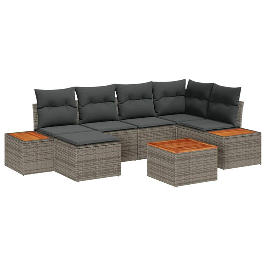 Garten-Sofa-Set 7 pcs Grau 264 x 154 x 85 cm Poly Rattan