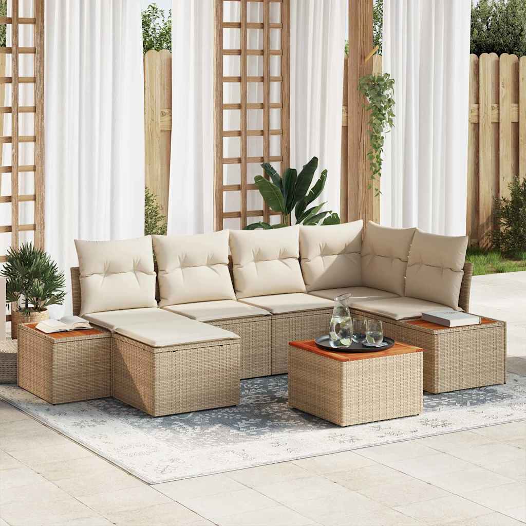 Garten-Sofa-Set 7 pcs Beige und Creme 264 x 154 x 85 cm