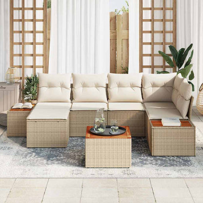 Garten-Sofa-Set 7 pcs Beige und Creme 264 x 154 x 85 cm