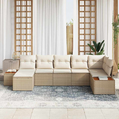 Garten-Sofa-Set 7 pcs Beige und Creme 319 x 154 x 85 cm