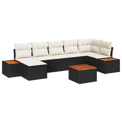 Garten-Sofa-Set 8 pcs Schwarz und Creme 319 x 154 x 85 cm