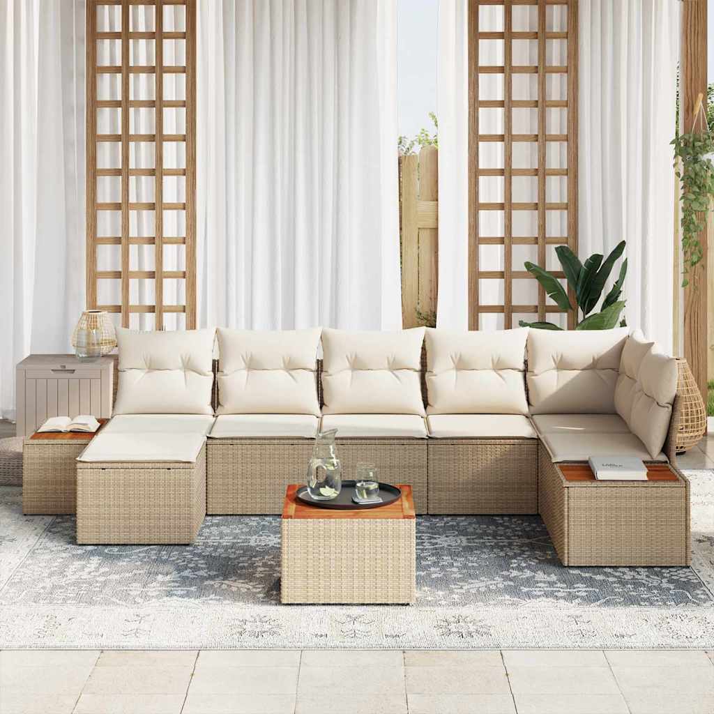 Garten-Sofa-Set 8 pcs Beige und Creme 319 x 154 x 85 cm
