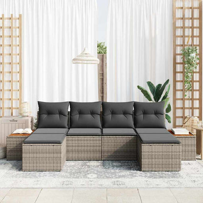 Garten-Sofa-Set 6 pcs Grau 184 x 62 x 85 cm Poly Rattan