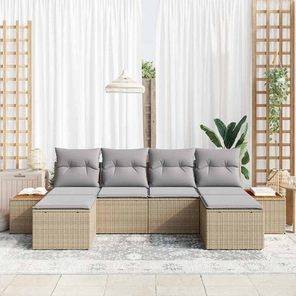 Garten-Sofa-Set 6 pcs Beige und Hellgrau 184 x 62 x 85 cm