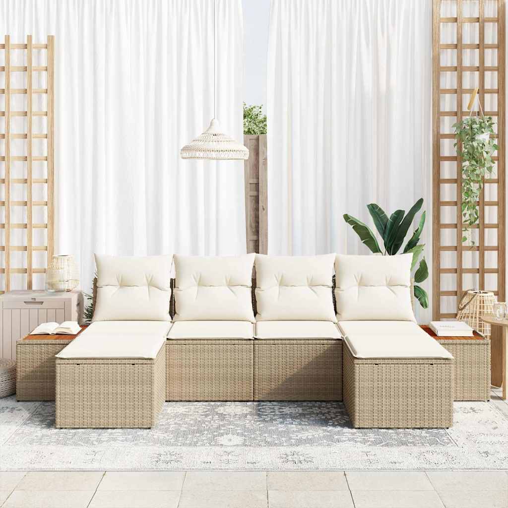 Garten-Sofa-Set 6 pcs Beige und Creme 184 x 62 x 85 cm