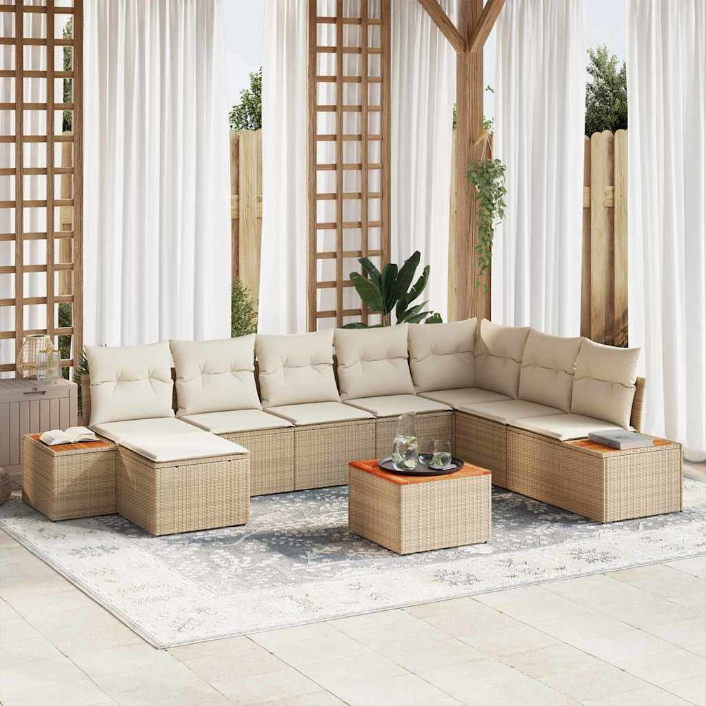 Garten-Sofa-Set 9 pcs Beige und Creme 319 x 209 x 85 cm